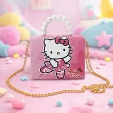 Bolsa Infantil Hello Kitty Com Corrente Bolsinha Ombro Festa