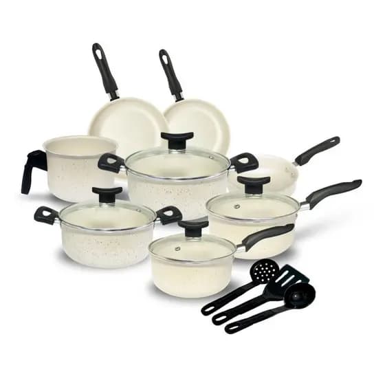 Conjunto Jogo de Panelas Elegance Teflon 11 peças  Antiaderente Granito