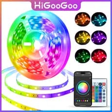 HiGooGoo RGB Fita LED 30M Bluetooth APP Controle Remoto Para Quarto Decoração Casa Loja Gesso Teto Sanca Vitrine Natal