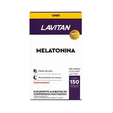 Lavitan Melatonina 0,21 mg - Sabor Morango - 150 Comprimidos Mastigáveis Relaxamento Sono Bem Estar