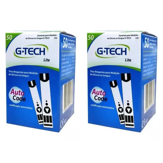 Kit 100 Tiras De Glicemia G-tech Lite 2 Caixas - E.V