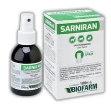 Biofarm Sarniran Spray 100mL – Antiparasitário e Antifúngico de Ação Rápida Para Cães e Gatos