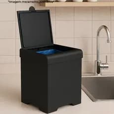 Lixeira Compacta de Pia para Cozinha Linha Smile Plástico Preto 5,4 Litros Organizada - Stolf