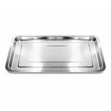 Bandeja Retangular Aço Inox 36x27cm Para Servir Porções Bebidas Cozinha Profissional - Ke Home