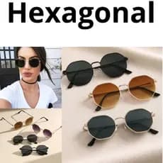 kit 10 Óculos de Sol Estilo Hexagonal na Moda para casal