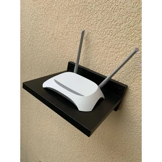 Suporte Modem Roteador Wifi De Parede De Fácil Fixação em MDF Pequeno Resistente e Discreto Preto
