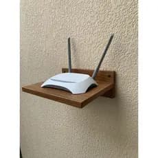 Suporte Modem Roteador Wifi De Parede De Fácil Fixação em MDF Pequeno Resistente e Discreto Marrom Organizador