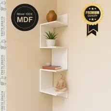 Nicho Prateleira de Canto 100% MDF para Livros em – Perfeita para Sala e Escritório Super resistente