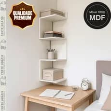 Prateleira de Canto MDF 100% MDF Estilo Minimalista para Organizar Livros