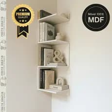 Prateleira de Canto 100% MDF para Livros MDF – Decoração Funcional para Sua Sala