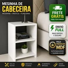 Mesa de Cabeceira 100% MDF Retro para Quarto Casal ou Solteiro Nicho Decoração América