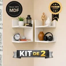 Kit 2 Nicho Prateleira Canto 100% MDF para Livros em Perfeita para Sala e Escritório Super resistente