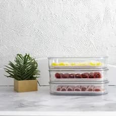 3 Porta Frios Empilháveis Transparente com Grade