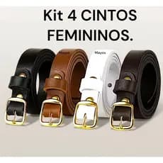 Kit 4 Cinto Feminino Fino Moda - DOURADA