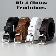 Kit 4 Cinto Feminino Fino Moda - PRATA