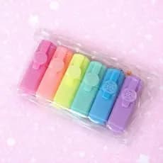 Kit 6 Mini Marca Texto Kawaii Colorido | Marca Texto Fofo Material Escolar Papelaria