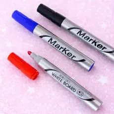 Kit 3 Marcadores para Quadro Branco Apagável Vermelho Azul Preto Escolar Escritório