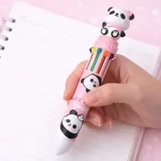 Caneta Esferográfica 10 Cores Retrátil Multicolorida Escrita Suave Material Escolar
