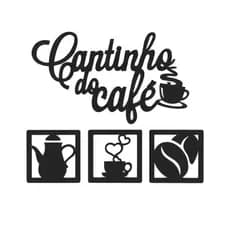 Placa Decorativa Cantinho do Café em MDF Cru com Adesivo Vinil Preto Para Casa e Empresa