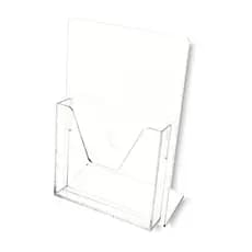 Display de Mesa em Acrílico A5 Suporte Expositor Vertical Prático Porta Folder Folheto e Panfleto