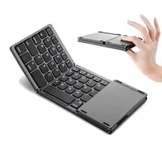 Teclado Dobrável Fino B033 Bluetooth com Touchpad e Design Compacto para Trabalho