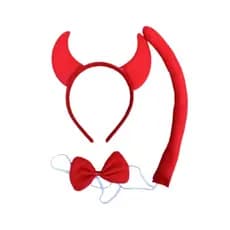 Tiara de Diabinho com Rabo e Lacinho | Acessório para Festas Fantasia Halloween