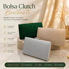 Bolsa Clutch Festa Feminina Com Glitter Brilho Elegante Tiracolo Casamento Balada W168-11