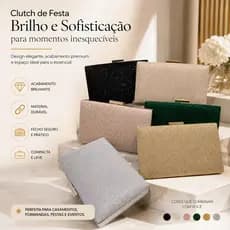 Bolsa Clutch Feminina Festa Casamento Com Glitter Brilho Tiracolo Elegante Jantar W168-11