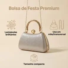 Bolsa Feminina Festa Brilho Luxo Elegante Casamento Madrinha Ombro 889-20
