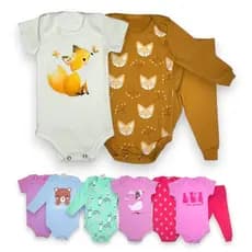 Kit Body Menina Longo Trijunto 3 peças – 1 Manga longa, 1 Manga curta e 1 calça Mijão Roupa de Bebe