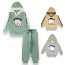 Conjunto Moletom com Capuz Peluciado Carneirinho Infantil Menino. Tam 4 / 6 / 8. Inverno