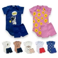 Kit Body Verão Estampado 2 Peças Menina ou Menino, roupas para bebê, Conjunto de Bebê. Tam RN ao GG