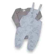 Jardineira Estampada 2 peças Manga Longa Inverno Menino. Body + Jardineira Roupa de Bebê Infantil
