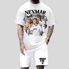 Kit Camiseta Neymar + Bermuda Tactel Masculino Adulto Infantil otimo preço