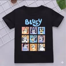 Camiseta Infantil Bluey Preta | Unissex | Do 2 ao 16 | Vários Modelos