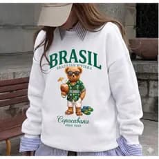 Moletom Feminino Careca Copacabana Brasil Estiloso Casual