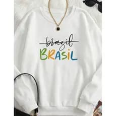 Moletom Feminino Careca Brasil Estiloso Casual Moda