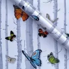 Papel de Parede Adesivo 10 METROS Borboleta para Quarto Sala Limpável Infantil Rosas autocolante
