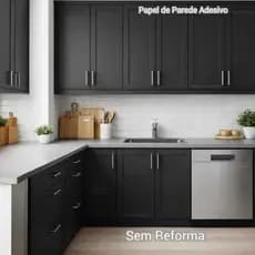 Papel de Parede Preto Adesivo Cozinha Liso Envelopamento Autocolante Lavável Sala Quarto Móveis