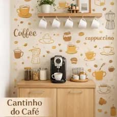 Papel de Parede Adesivo Cozinha Tema Café Lavável Autocolante Decoração Cantinho do Café Gourmet