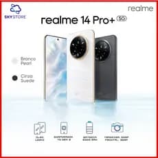 realme 14 PRO+ 5G 512GB ou 256GB + 12GB RAM,, Camera 50MP, Processador  Qualcomm Snapdragon 7s , Versão Global