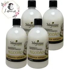 kit 4 creme corporal algodao 500ml maycrene