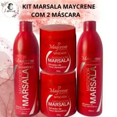 Kit Matizador Marsala Vermelhos Maycrene Shamp + Cond + 2 Máscara