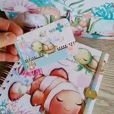 Caderneta de vacinação + cartão sus personalizado com verniz localizado na capa, e divisórias