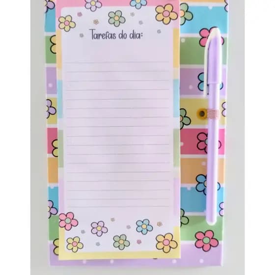 Bloco lista de compras, to do list, lista de tarefa magnético de geladeira com caneta