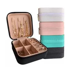 Kit 10 Porta Jóias Estojo Portátil Luxo Compacto Quadrado Viagem Couro Brinco Bijuteria