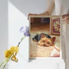 Quadro Decorativo Peça Única 20x30cm Cachorrinho Pet Yorkshire - Decoração Placa Mdf Com Moldura