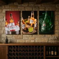 QUADRO DECORATIVO KIT 3 PEÇAS BEBIDAS DECORAÇÃO BAR/ADEGA PLACA MDF COMÉRCIO