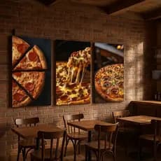 QUADRO DECORATIVO KIT 3 PEÇAS PIZZA DECORAÇÃO PIZZARIA/COMÉRCIO PROFISSIONAL PLACA MDF