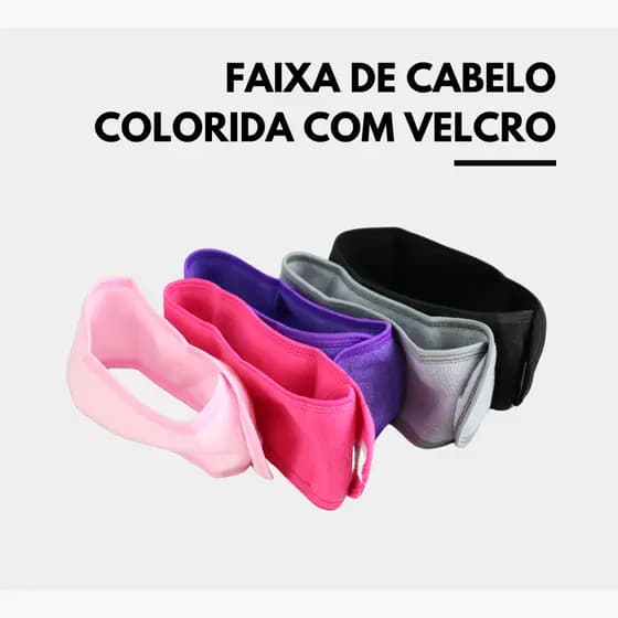 Faixa de Cabelo Colorida com Velcro para Maquiagem